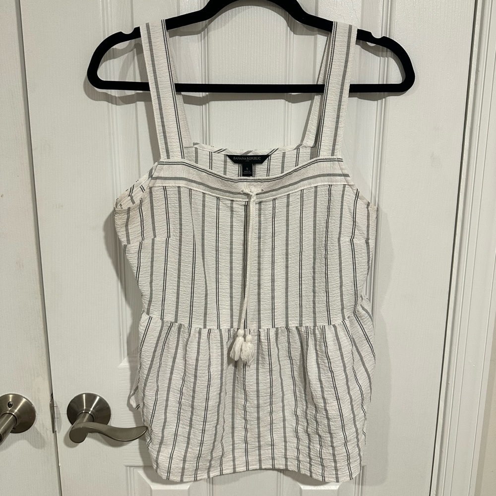 Striped Sleeveless Top with Drawstring
